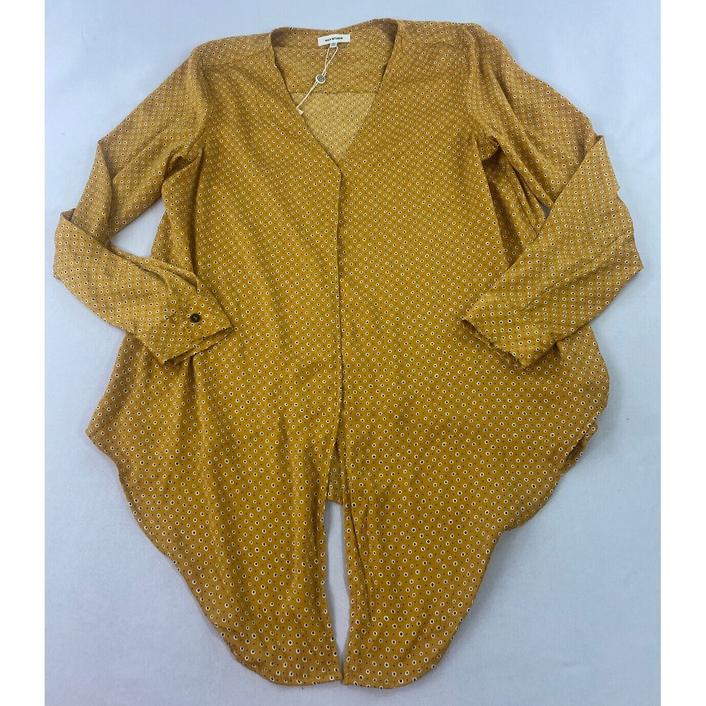 MAX STUDIO women blouse top shirt 9706V37 mustard polyester gold sz M $78